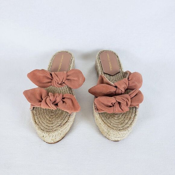 Loeffler Randall Espadrille Platform Slide Sandals Womens 38 Brown Suede Boho - Picture 2 of 12